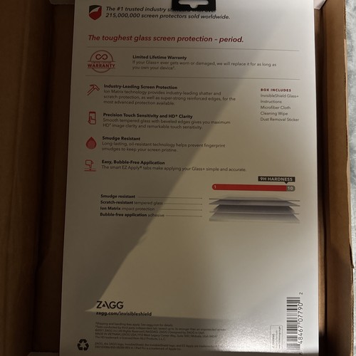 ZAGG InvisibleShield Glass+ Screen Protector For Apple iPad Pro 12.9" Gen. 3 & 4 - Picture 2 of 2
