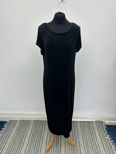 St Michael Dress Size 18 Black Maxi Vintage 90s Velvet Look Evening Party