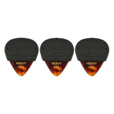 FENDER Mojo Grip Celluloid Pick TS Heavy   Plektren   Rubber Coating   3er Pack