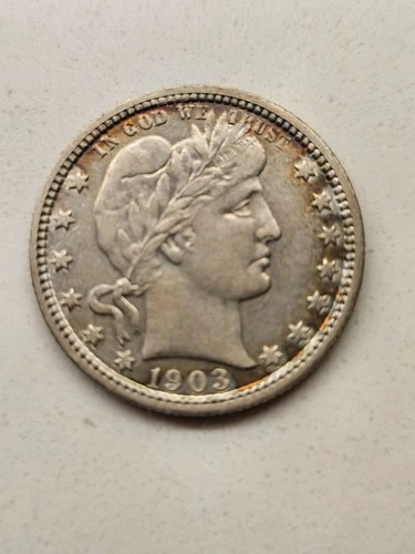 1903 Barber Silver Quarter Dollar AU
