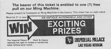 Imperial Palace Casino - Las Vegas, NV - Vintage GREEN Paper Coupon Ticket #2