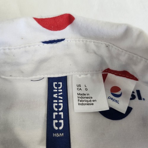 Divided H&M Mens Large Pepsi Logo AOP Short Sleeve Button Up Shirt - Picture 3 of 13