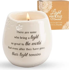 Pavilion Gift Company - 'In Memory, Light Remains' 19176 - White Ceramic Candle