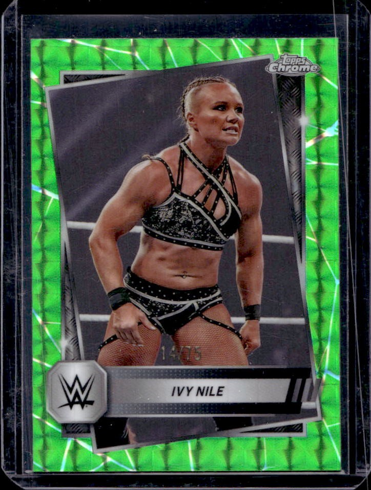 2025 Topps Chrome WWE Ivy Nile Neon Green Geometric Refractor #14/75
