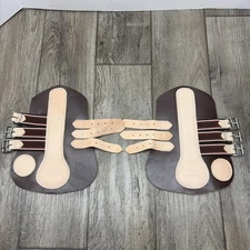 Pair Of Leather Horse Splint Boots Equine Front Classic Protection Size Medium