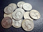 90% Silver Coin Lot – $3.00 Face Value – Washington Quarters – 12 Coins
