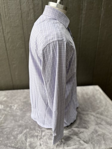 Perry Ellis Portfolio Travel Lux Plaid Button Dress Shirt Non Iron Mens Large - Picture 6 of 9