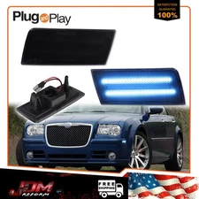 FOR 2005-2010 CHRYSLER 300 300C SMOKED ICE BLUE LED FRONT SIDE MARKER LIGHTS 2X