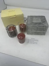 THINGS REMEMBERED Wire Mesh Candle Basket w/ candles-NIB