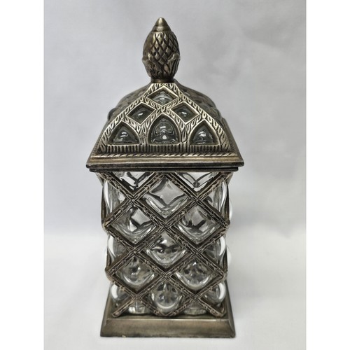Vintage Brass Silver Tone Baroque Bronze Metal Bubble Glass Caged Apothecary Jar - Picture 4 of 10
