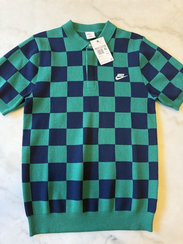 Neu mit Etikett Nike Checkers Polo Pullover Herren XS FN3422-365 Malachite Midnight Navy $ 95
