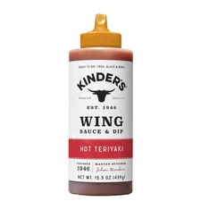 Kinder's Hot Teriyaki Wing Sauce and Dip, 15.5oz Squeeze Bottle