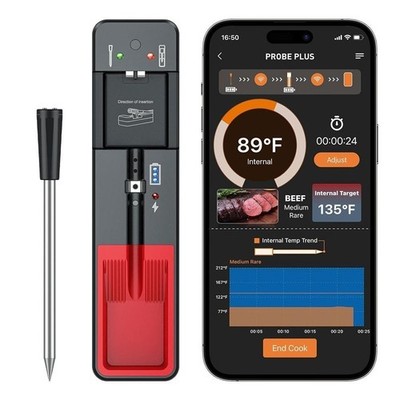 Intelligent Wireless Bluetooth Barbecue Thermometer USB Type-C IPX7 Support APP