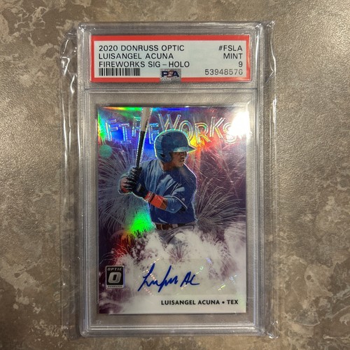 2020 Optic Luisangel Acuna Fireworks Holo Silver Auto PSA 9 Mint Mets Star - Picture 1 of 2