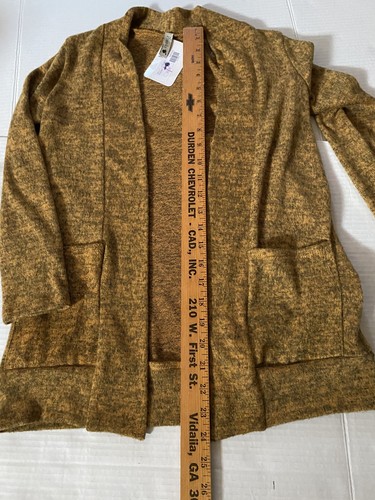 Pomelo M girl tween kids mustard yellow open front cardigan made in USA NEW - Picture 3 of 6