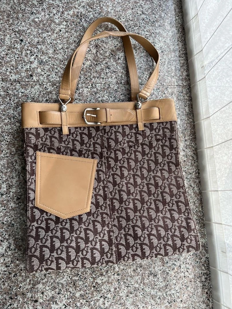 Sac fourre tout Christian Dior toile à motifs vintage authentique du Japon RA