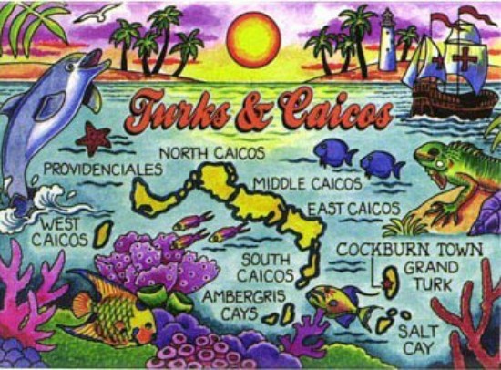 Turks Caicos Map Caribbean Fridge Collector S Souvenir Magnet