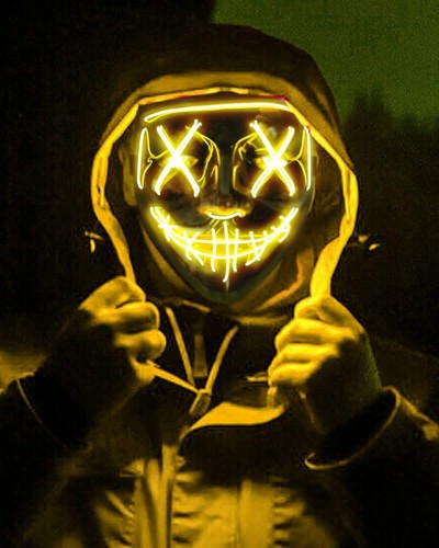 NEW Party Masks Purge Mask Light Up Neon Glow In The Dark Rave Halloween Cospaly - Picture 14 of 37