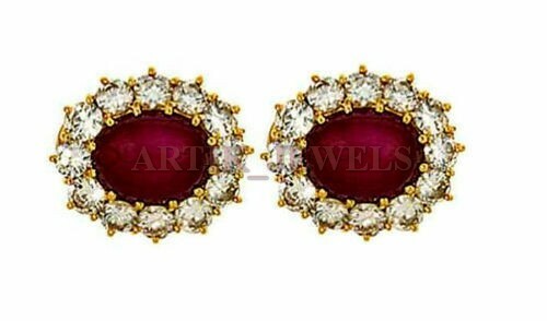 Heated Ruby Gemstone With 18k Gold Plated Silver Cufflink #2580 - Picture 3 of 3