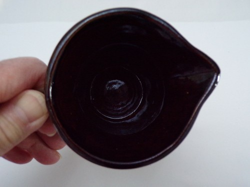 Vintage Roseville Pottery Folk Art Pitcher Creamer Brown 4-3/4" x 4-1/2" PA USA - Picture 6 of 6