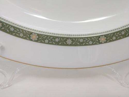 NEAR MINT! 13" Oval Serving Platter RONDELAY by Royal Doulton Green Flower H5004 - Picture 3 of 4