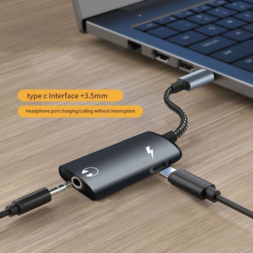 Adapter Audio USB TypeC 2 in1 Charging Cable 3.5mm AUX Jack Earphone for Samsung - Photo 4 sur 13