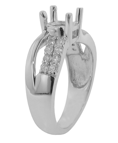 1.00 ct Ladies Round Cut Diamond Semi Mount Ring 18 kt G Color SI-1 Clarity - Picture 3 of 6