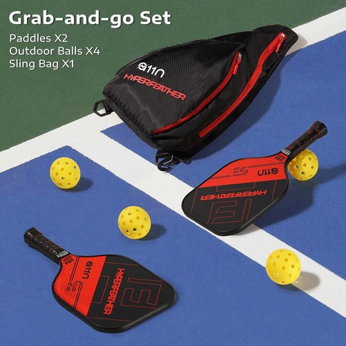 A11N USAPA Approved Pickleball Paddles with Balls & Bag - 2 Paddles Set, Red - Picture 7 of 7