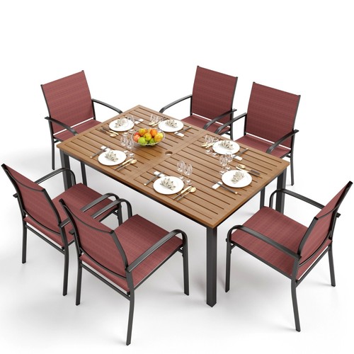 7 Piece Patio Dining Set Outdoor Table Chairs Furniture Set for Garden Yard