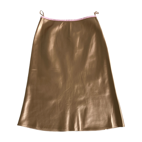 miu miu F/W2000 classy satin shiny silk champagne gold a-line skirt - Picture 3 of 6