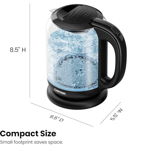 Chefman 1.7 Liter Electric Glass Tea Kettle Fast Hot Water Boiler One Touch O... - Picture 10 of 10
