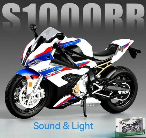 1/12 BMW S1000RR Motorcycle Model Diecast Racing Bike Toy Light&Sound BOX NEW - Picture 5 of 16