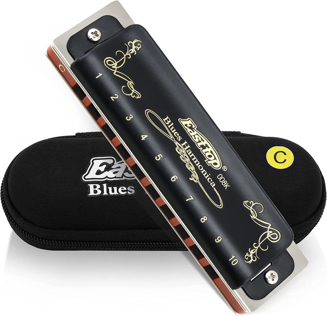 EASTTOP 10Holes Diatonic Blues Harmonica Professional Standard Black Harmonicas EASTTOP 10Holes Diatonic Blues Harmonica Professional Standard Black Harmonicas