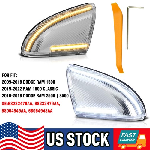 Sequential LED Mirror Turn Signal Puddle Light For 2009-2022 Dodge Ram 1500 2500 - Picture 2 of 8