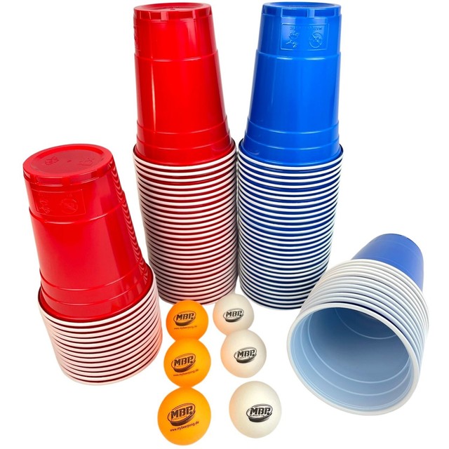 Beer-Pong Party Becher Set 50 Blaue + 50 Rote Becher + 6 Bälle | Bier-Pong Beer-Pong Party Becher Set 50 Blaue + 50 Rote Becher + 6 Bälle | Bier-Pong