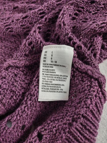 American Eagle Outfitters Women's Purple Long Open Crochet Style Cardigan Size L - Picture 13 of 13