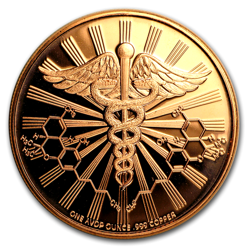 LOTE 2 MONEDAS DE MEDICINA DE CANNABIS DE COBRE .999 DE 1 OZ BU - Imagen 2 de 3