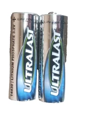 ULTRALAST  14430 Rechargeable Lithium Phosphate Battery PO4 3.2v * 2-pcs *NEW