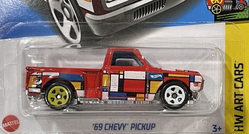 Hot Wheels '69 Chevy Pickup Red #108 108/250 2022 HW Art Cars 4/10 - Picture 1 of 3