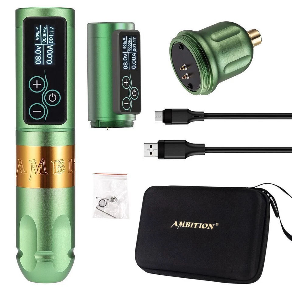 Máquina de tatuaje inalámbrica pluma giratoria paquete de batería 2400 mAh fuerte motor pantalla táctil Foto 2 de 4
