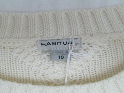 HABITUAL GIRL CREAM CABLE KNIT WITH FRINGE SZ 16 EUC DHA150 - Picture 3 of 3