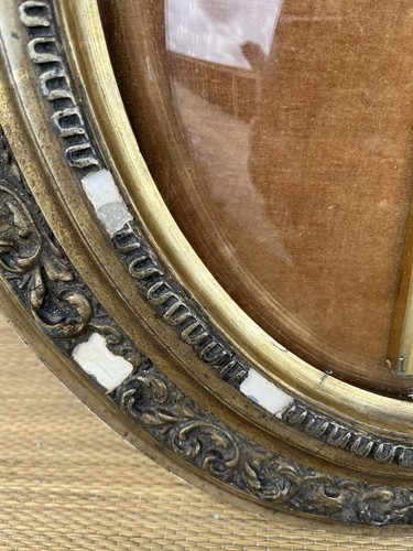 Antik 19jh Holzrahmen Kruzifix konvex Glas Wandtafel religiös Jesus Kunst - Bild 9 von 11