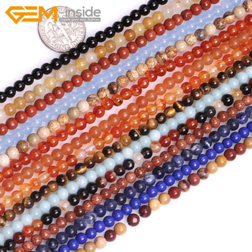 2mm 3mm 4mm Natural Gemstones Tiny Small Spacer Loose Beads For Jewellery Making - Picture 2 of 299