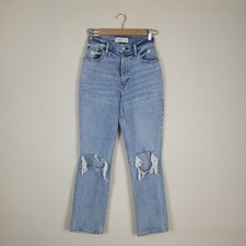 Abercrombie  Fitch Jeans 24 Blue Denim 90s Straight Ultra High Rise Distressed