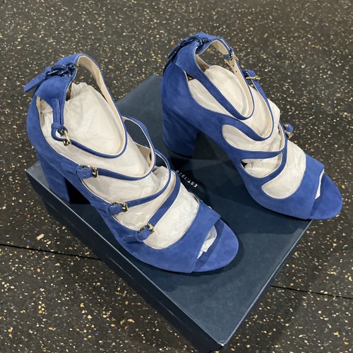 Cole Haan Grand Series Cielo High Sandal Sz 9.5 Block Heel Blue Straps Tall Zip - 第 6/10 張圖片
