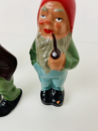 Antico set 5 statuine bianche come la neve e nani vestito bianco ceramica unico difetto - Foto 6 di 12