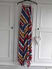 Ladies Red, Blue & White Striped Dress Dipped Hem 16 Matalan VGC