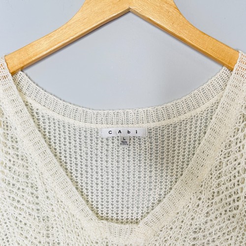 Blusa sin mangas Cabi crochet marfil para mujer cuello en L cuello en V lino 694 - Imagen 6 de 6