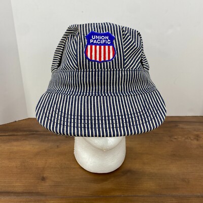 VINTAGE Union Pacific Hat Blue White Mens Snapback Railroad - Main Image