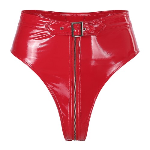 Womens Latex Wet Look Booty Shorts High Waisted Zipper Crotch Cheeky Hot Pants - Picture 51 of 70